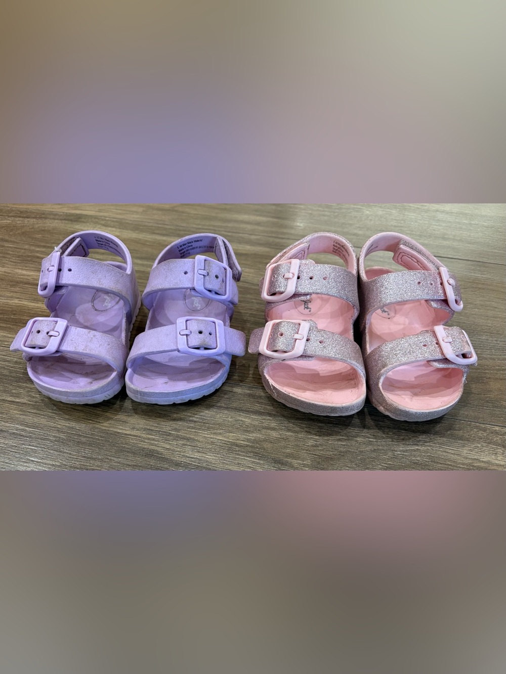 Cat & Jack Kids Glitter Strap Sandals - Pink and Lavender Pair
